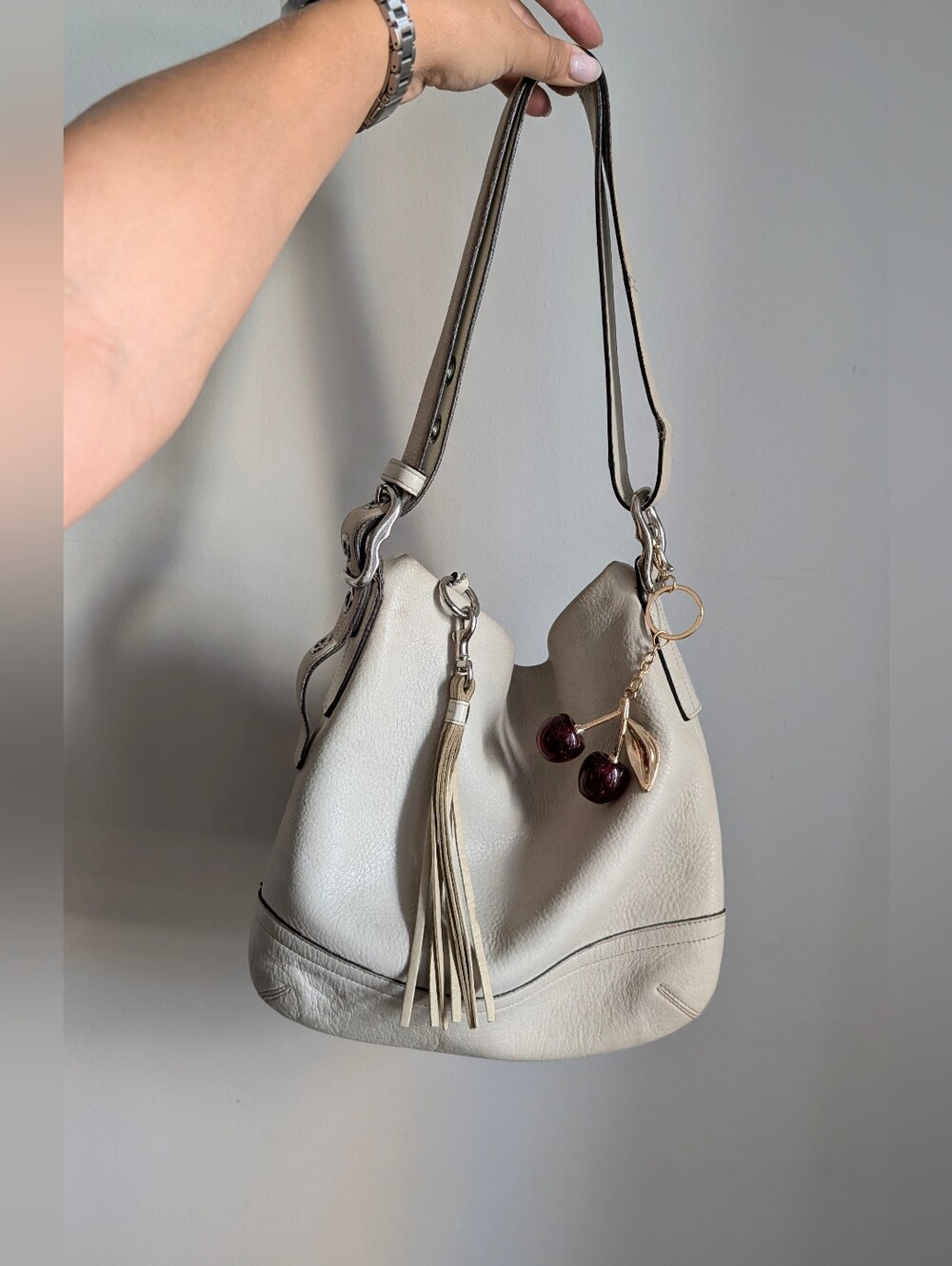 Cream Coach shoulder Bag